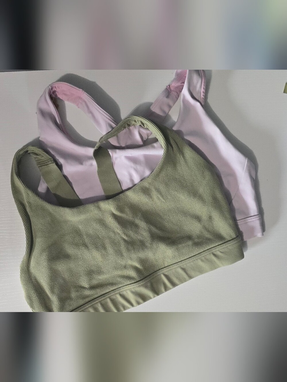 Athleta Ribbed Light Sage Sports Bra